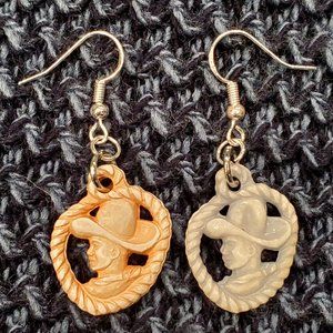 Cowboy Bust Gumball Charm Earrings
